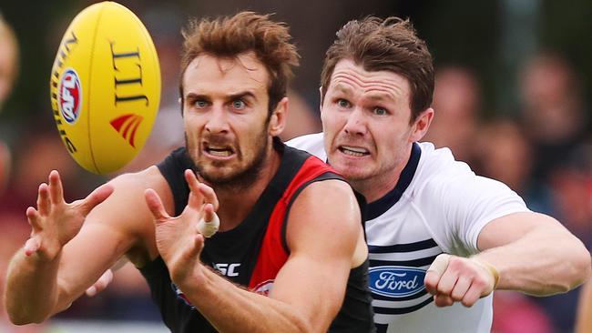 Watson in action against Geelong’s Patrick Dangerfield. Picture: Michael Klein