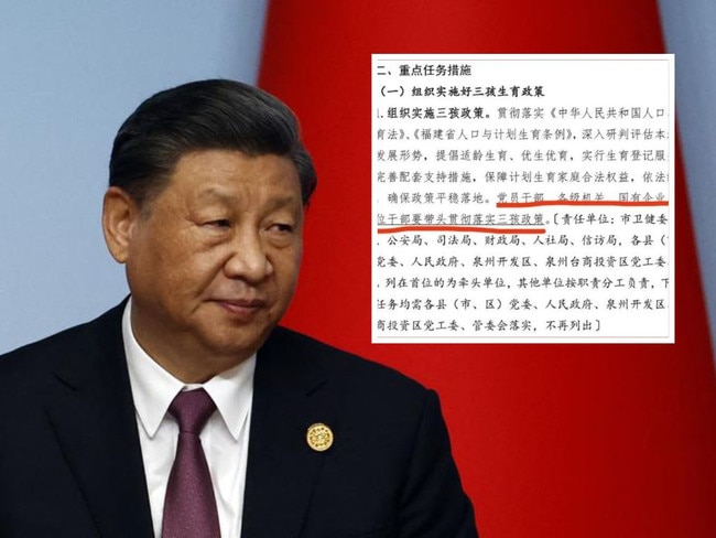 A leaked draft document circulating on Chinese social media reportedly details plans to “organise and implement” Chairman Xi Jinping’s 2021 “three-child” policy among party officials and municipal employees.