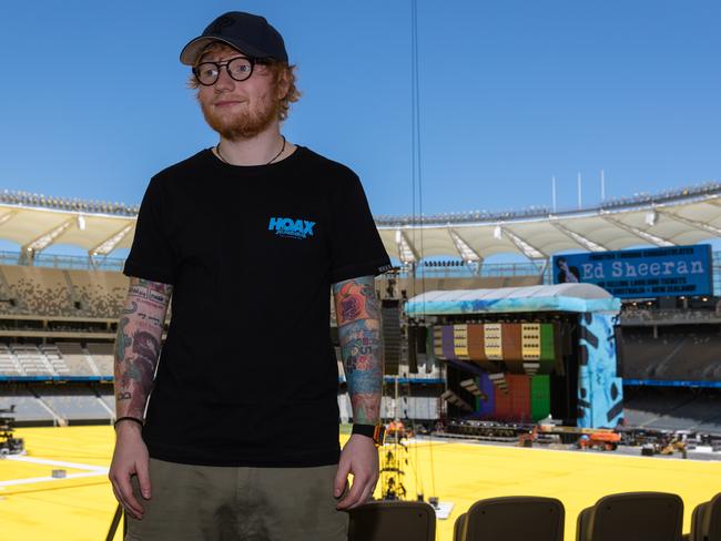 Ed Sheeran outside the Divide stage in Perth last week. Pic: AAP Image/Richard Wainwright