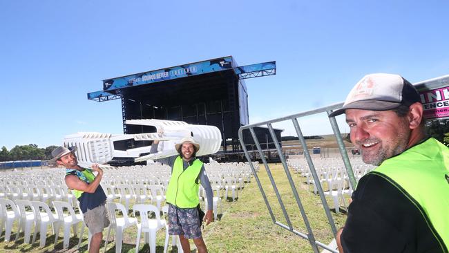 Set-up for the 2021 Sounds Better Together concert at Mt Duneed, which has a range of precautions will be in place