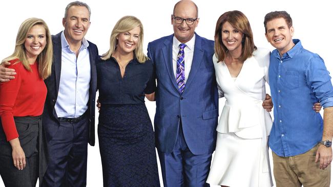 The old Sunrise team: Edwina Bartholomew, Mark Beretta, Samantha Armytage, David Koch, Natalie Barr &amp; Sam Mac