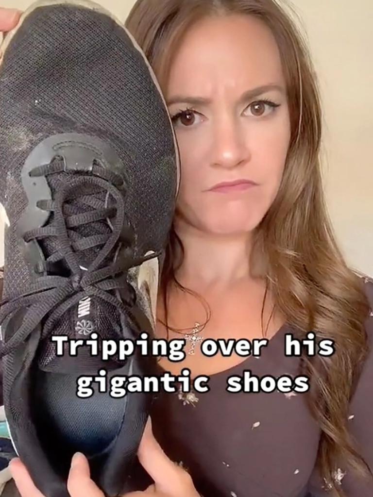 Bethany complained of tripping over Danny’s shoes. Picture: TikTok @bethanyanddanny