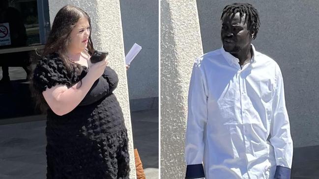 Alexis Jade Hilton and Majok Chol outside Beenleigh Magistrates Court