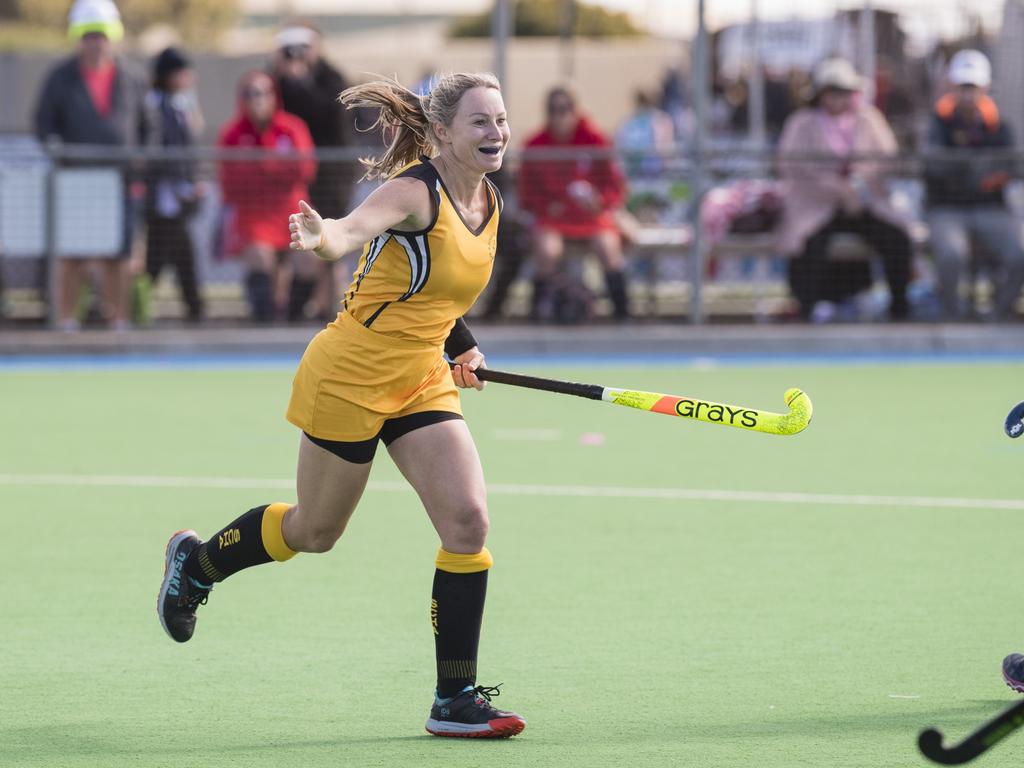 Danielle Jackson celebrates her goal for Sunshine Coast 1 against Bundaberg 1.