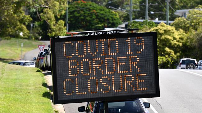 COOLANGATTA, AUSTRALIA – NewsWire Photos – JANUARY 28, 2021. An electronic sign displaying a message regarding the New South Wales – Queensland border closure in Coolangatta on the Gold Coast. The QLD border will open to all parts of NSW from February 1. Picture: NCA NewsWire / Dan Peled