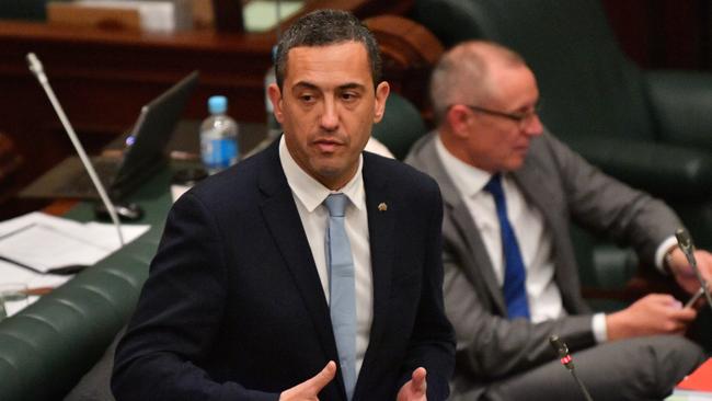 Treasurer Tom Koutsantonis during question time at Parliament. Picture: AAP