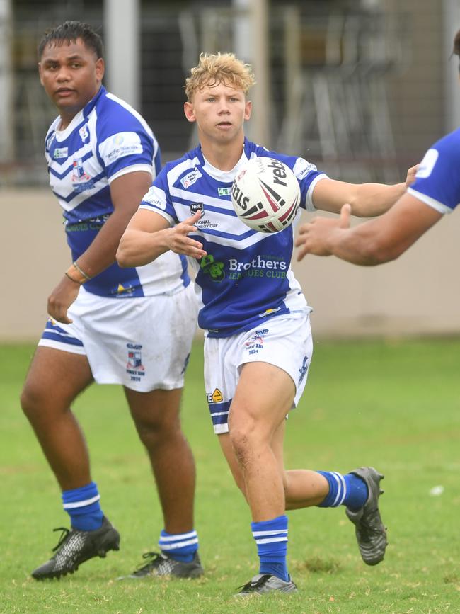 Kirwan High against Ignatius Park College in the Northern Schoolboys Under-18s trials at Brothers Rugby League Club in Townsville. Kyhnaan Kennedy. Picture: Evan Morgan