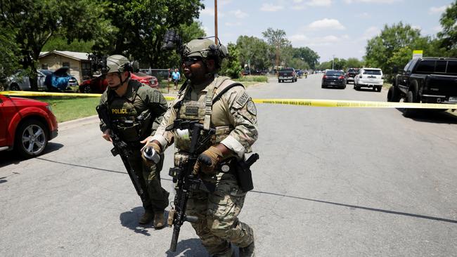 Law enforcement personnel were at the scene of a suspected shooting near Robb Elementary School in Uvalde, Texas. Picture: Reuters/ Marco Bello.