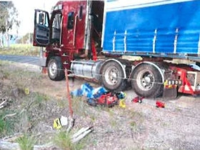 The truck, secretly carrying $600,000 of drug money, was ambushed at Mt Lambie, near Lithgow. Picture: Supplied