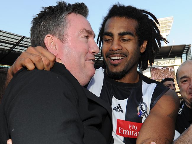 2010 Grand Final REPLAY. St Kilda v Collingwood. MCG. Harry O'Brien celebrate's with Eddie McGuire