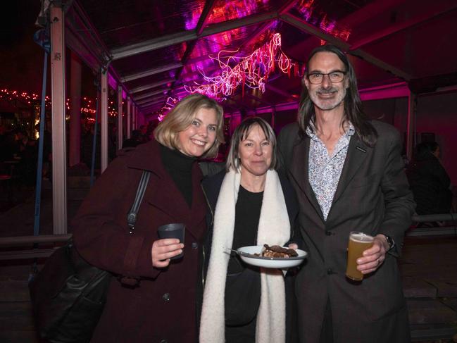 Chloe Cogle Jarvela, Kate Mackie and Alex Sangston at Winter Feast 2025 in Hobart. Picture: Caroline Tan