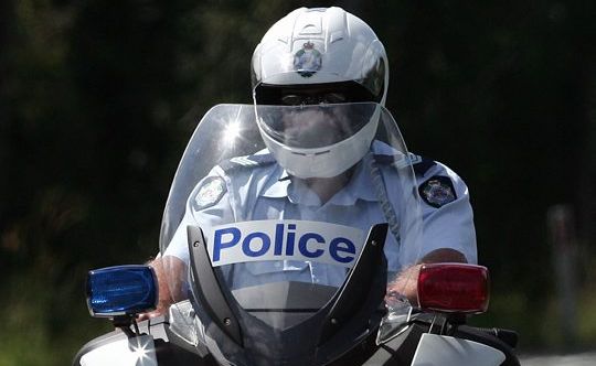 A police motorcycle officer trying to intercept a car travelling at almost 150kmh on the Bruce Highway on Sunday was pelted with tools and full bottles of drink, forcing him to give up the chase.. Picture: Barry Leddicoat