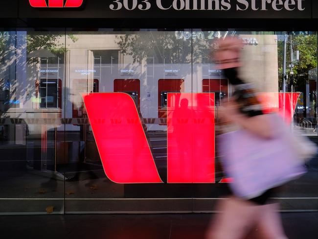 MELBOURNE , AUSTRALIA - NewsWire Photos  MARCH 14:  Generic photo of people walking past Westpac Bank sign in Melbourne. Picture: NCA NewsWire/ Luis Ascui