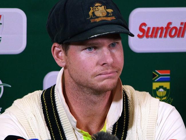 Steve Smith has been ruthlessly shamed by international media following an admission of ball tampering in South Africa. Picture: AFP PHOTO / AFP TV / STR
