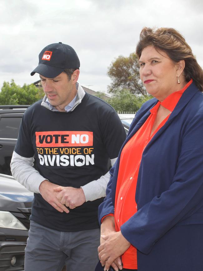 SA Liberal Senators Kerrynne Liddle and Alex Antic at Burton casting their ballots for a Voice to Federal Parliament Picture: Dean Martin