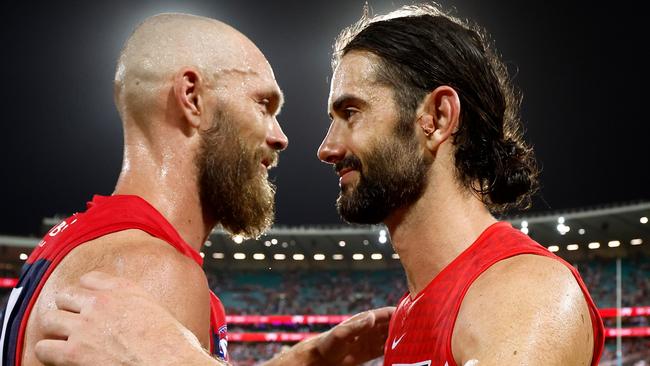 Max Gawn of the Demons and Brodie Grundy of the Swans. Picture: Michael Willson/AFL Photos