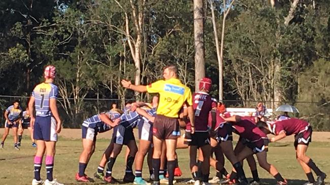 Scrum time during the action as Marsden State High School clash against Coombabah SHS in the Walters Cup semi-final.