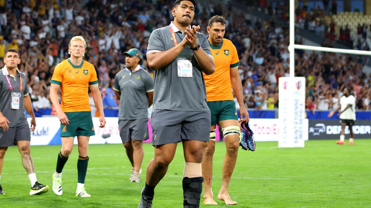 Will Skelton wearing a protective boot on his left foot (Photo by Chris Hyde/Getty Images)