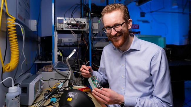 ANU physicist Andrew Horsley in his university laboratory. Picture: Jamie Kidston/ANU