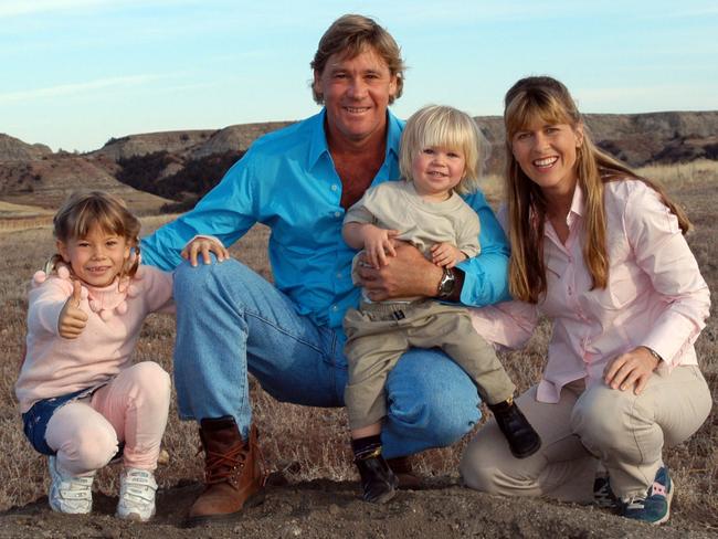 Crocodile hunter Steve Irwin with wife Terri, children Bindi and Bob taken at Theodore Roosevelt National Park in North Dakota in September 2005.