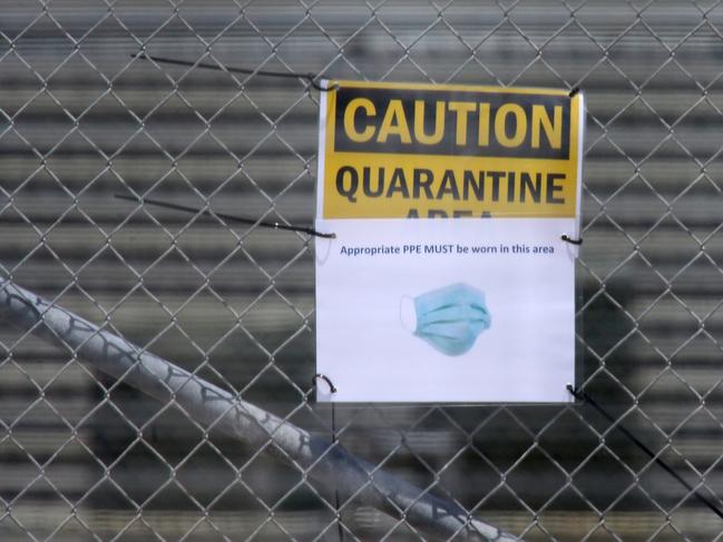 Australians evacuated from Wuhan, China, are now inside the Christmas Island detention centre under quarantine. Picture: Nathan Edwards