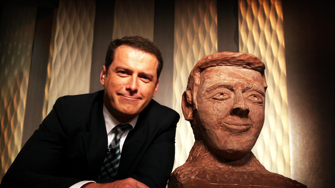 2008: Karl with a chocolate sculpture that is meant to look like him.