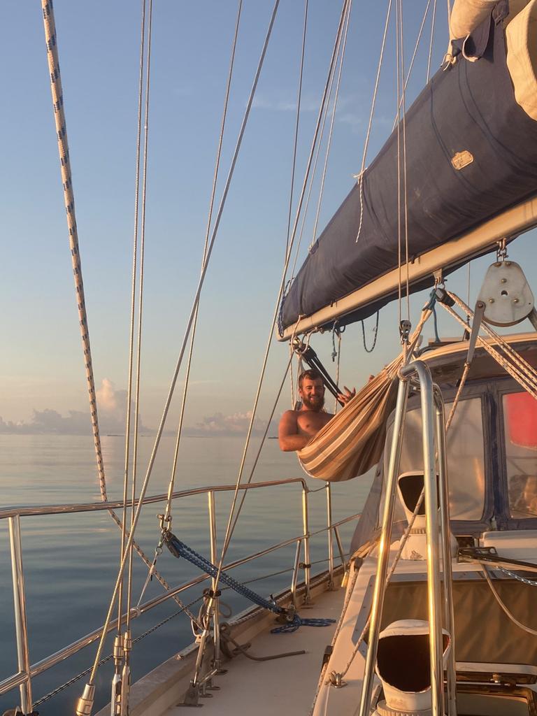 Brett Vlaanderen relaxing on yacht Complicite.