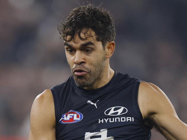 MELBOURNE , AUSTRALIA. May 5 , 2024.  AFL Round 9. .Carlton vs Melbourne at the MCG.   Jack Martin of the Blues during the 3rd qtr.    . Pic: Michael Klein