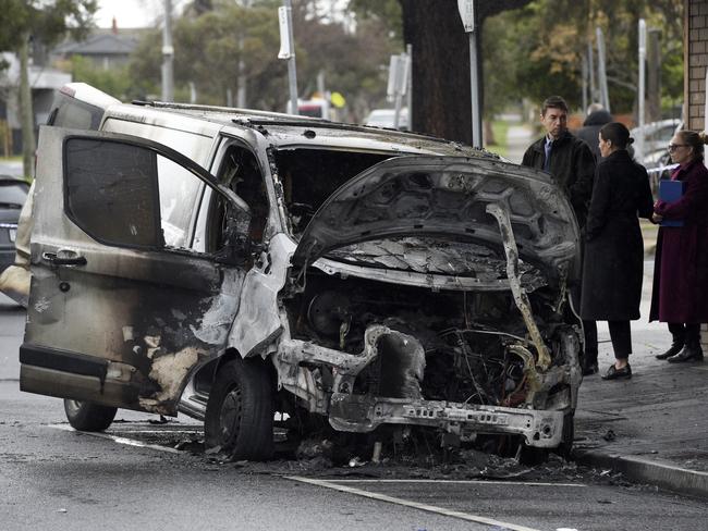 Three teenagers were charged with setting the van on fire. Picture: Andrew Henshaw