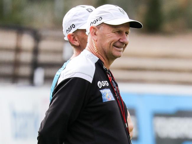 ADV SPORTPort training at Alberton Oval Senior Coach Ken Henkley watching training.Pic Russell Millard/AAPImage