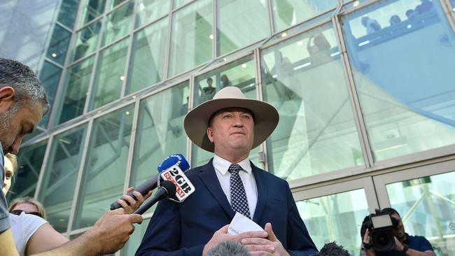 Barnaby Joyce during his explosive press conference. Picture: Getty Images