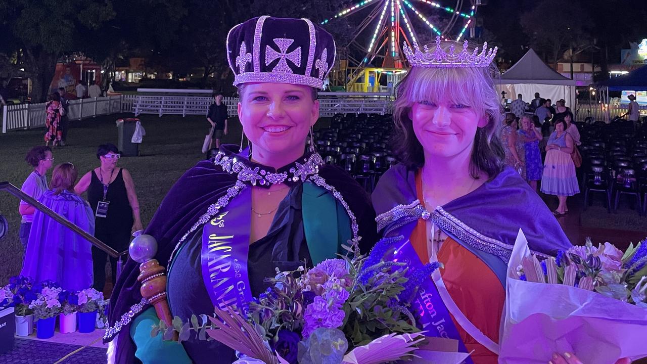 Amanda Daffey (Ambassador) and Trinity Gutteridge (Princess) at the Jacaranda festival 2022 in Grafton. Picture: Matt Gazy