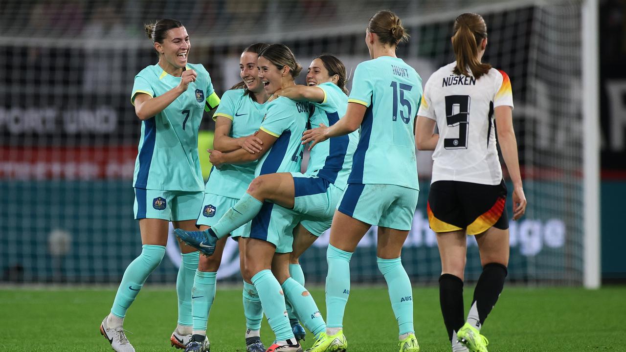 KKC celebrates her stunning goal. (Photo by Alex Grimm/Getty Images)