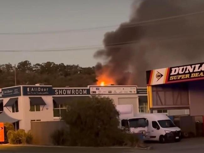 A fire broke out in the industrial area in Burleigh Heads this morning. Picture: Jacki Clark via Facebook