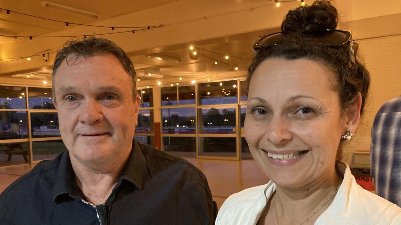 Glen Tierney and Rachel West-Captain celebrate the 50th anniversary of the Rainbows Rugby League Football Club at its golden jubilee at the Gympie Showgrounds Pavilion on the night of June 3, 2023.