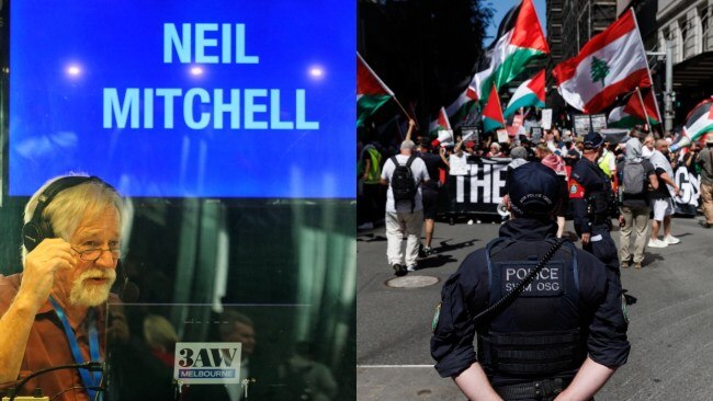 3AW Melbourne Mornings host Neil Mitchell has erupted in a fiery clash with a Palestinian protester participating in a hunger strike. Picture: NCA Newswire/Luis Enrique Ascui - David Swift/News Corp Australia