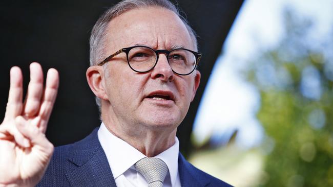 Labor leader Anthony Albanese in the Sydney electorate of Bennelong on Thursday at the Goodstart Early Learning Centre. Picture: Sam Ruttyn