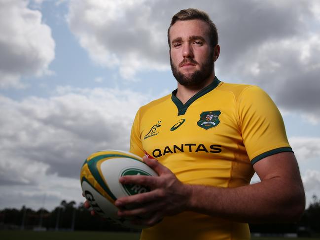 GOLD COAST, AUSTRALIA - SEPTEMBER 11:  Izack Rodda poses during an Australian Wallabies media opportunity on September 11, 2018 in Gold Coast, Australia.  (Photo by Chris Hyde/Getty Images)