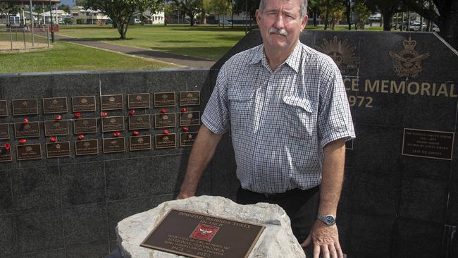 Bruce Gillan at the National Service Memorial in Innisfail, Queensland. Picture: Brian Cassey