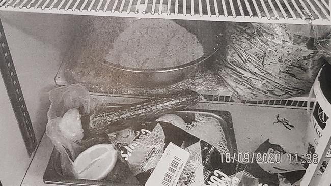 Photos taken by council inspectors of Valentino's Pizza Cafe at Valley View, including mould on fixtures and food, spoiled oysters, spoiled meat and other breaches of the food standards code. Pictures: Adelaide Magistrates Court registry