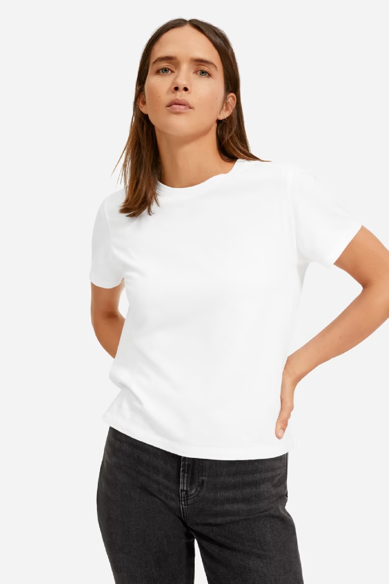 <h3><a href="https://www.everlane.com/" target="_blank" rel="nofollow noopener">Everlane</a></h3><p>American basics stalwart Everlane knows how to make a good tee. This one is customisable and comes with or without a pocket. It also has a larger size range than most Australian brands. Find it in different colours, too, if you love the fit so much that you must have it in all its iterations.&nbsp;</p><p><strong>Material</strong>: 100 per cent organic cotton | <strong>Sizes</strong>: XXS - XXXL | <strong>Cut</strong>: Crew neck | <strong>Rating</strong>: 4.6/5 | <strong>Returns:</strong> 45-day free returns | <strong>Shipping:</strong> Free over $150</p><p><strong>Consumer experience: </strong>&ldquo;This is my second purchase of this T-shirt. I&rsquo;m 5&rsquo;2&rdquo;, the length is perfect, not see-through, soft, and launders well,&rdquo; writes an anonymous reviewer, who rated the product five stars. Similarly another shares: &ldquo;Love the colour, fabric and feel. Great to wear in summer and under sweaters in fall, winter and spring.&rdquo; Read more <a href="https://www.everlane.com/products/womens-organic-cotton-box-cut-tee-white" target="_blank" rel="nofollow noopener">here</a>.</p><p><strong>SHOP NOW:</strong> The organic cotton box-cut tee, $52 from <a href="https://www.everlane.com/products/womens-organic-cotton-box-cut-tee-white" target="_blank" rel="nofollow noopener"><strong>Everlane</strong></a></p>