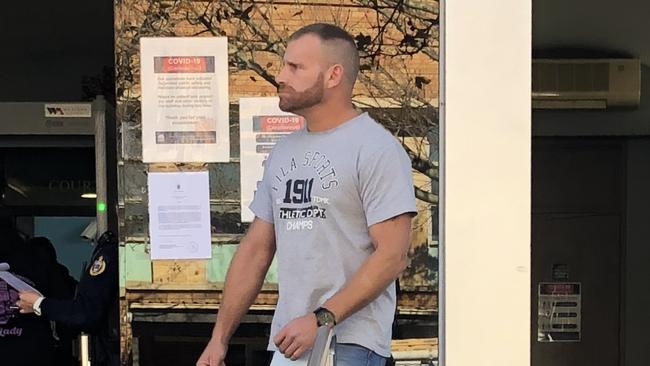 Mark Stephen Elwell, 46, of Canton Beach, leaving Wyong Local Court charged with sexually touching a man, 20, on a train at Strathfield. Picture: Richard Noone