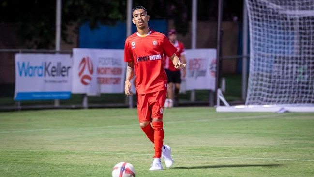 Louis Da Costa scored the matchwinner for Darwin Olympic. Picture: Daniel Abrantes Photography