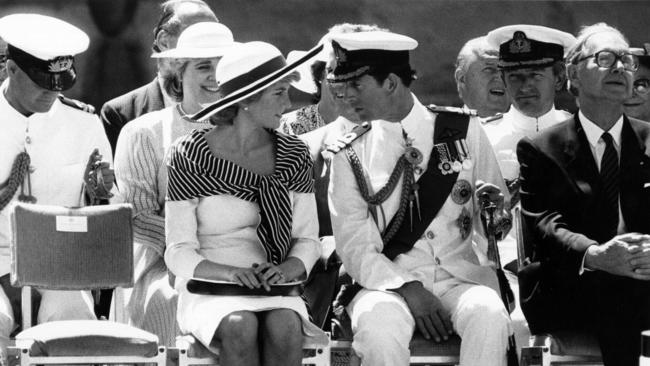 Charles & Diana, Prince and Princess of Wales at Sydney Opera House during their 1988 Royal Tour of Australia. Picture: News Limited