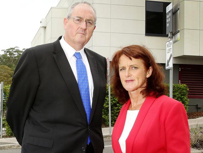 Opposition health spokesman Walt Secord, pictured at Gosford Hospital last week with Labor candidate for Gosford by-election Liesl Tesch, has likened the alleged fake doctor affair to the movie<i> Catch Me If You Can</i>. Picture: Sue Graham