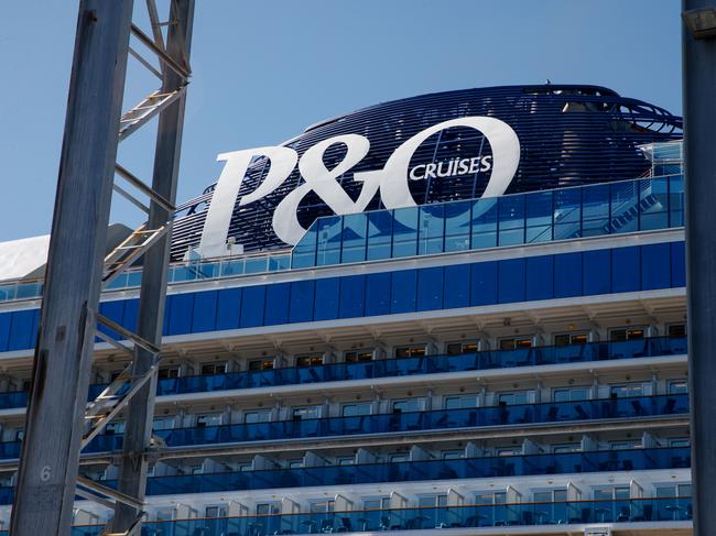 SYDNEY, AUSTRALIA - NewsWire Photos JANUARY 24, 2024: The P&O Cruise Liner at White Bay cruise terminal on Wednesday. Due to power cuts in the Rozelle area the ship was having difficulties offloading passengers. Picture: NCA NewsWire / Nikki Short