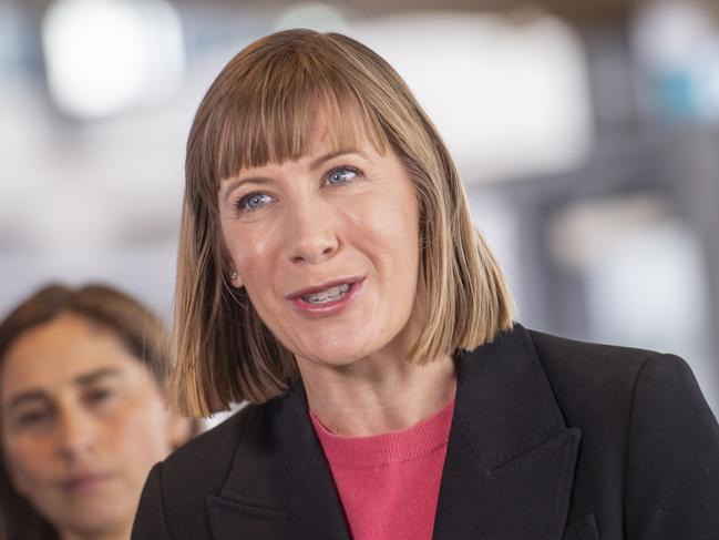 SYDNEY, AUSTRALIA. NewsWire Photos.October 12, 2024.NSW Minister for Transport Jo Haylen holds a press conference at the new Sydenham Metro Station, providing an update on Sydney TrainsÃ new standard working timetable.Picture: NewsWire / Jeremy Piper