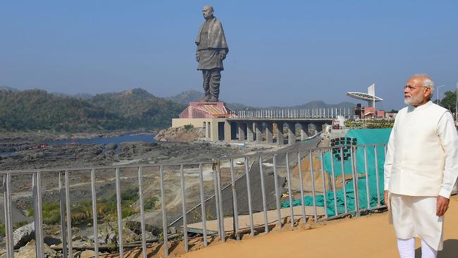 Indian Prime Minister Narendra Modi poses for a photo at inauguration festivities for the Statue of Unity. Picture: AFP