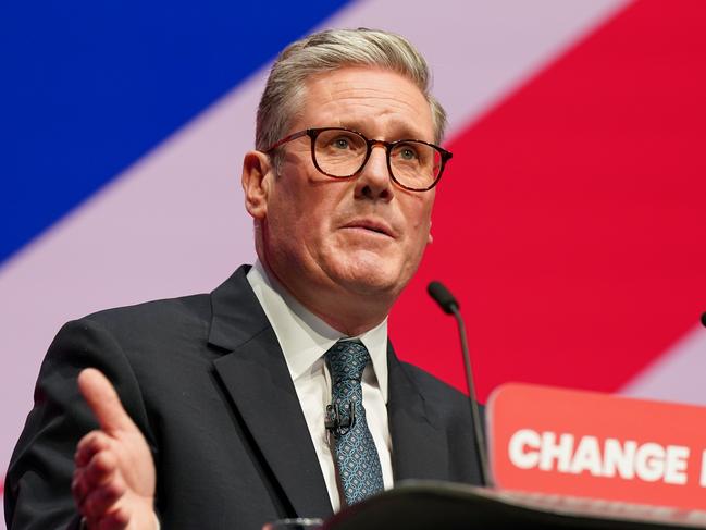 LIVERPOOL, ENGLAND - SEPTEMBER 24: Britain's Prime Minister Sir Keir Starmer delivers his keynote speech during the Labour Party Conference 2024 at ACC Liverpool on September 24, 2024 in Liverpool, England. This is Labour's first conference since voters returned them as the governing party of The UK and Northern Ireland in the July election. The result ended 14 years of Conservative rule with a landslide majority of 172 seats. (Photo by Ian Forsyth/Getty Images)