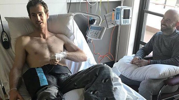 Andy Murray recovers from hip surgery, which has been likened to that of the Essendon veteran.